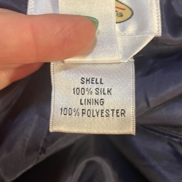 TALBOTS 100% pure silk a-line midi skirt. Blue, red & white. Belt loops. Size 8 - Picture 8 of 12